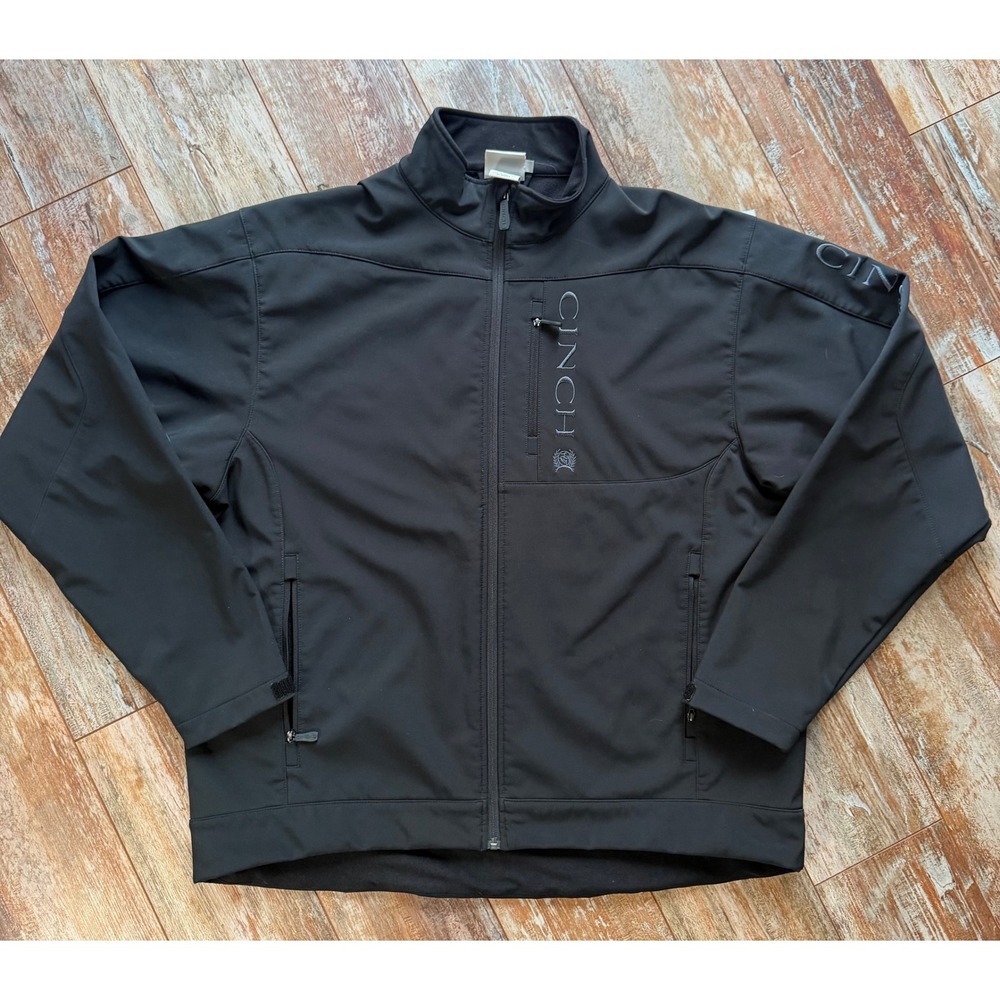 Cinch Mens Bonded Softshell Jacket Black Full Zip Western Fleece Lined XXL